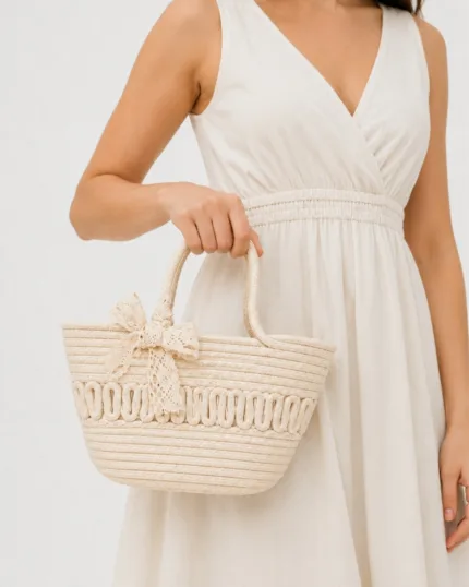Qadın Yay Çantası B111 – Cotton Rope Toxuma Əl Çantası